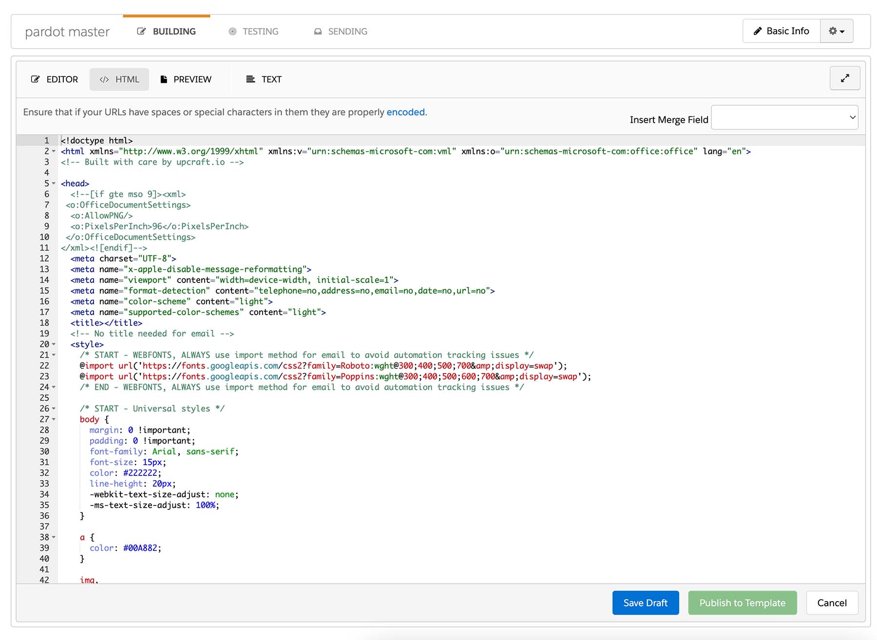 PMET code view in interface 1800